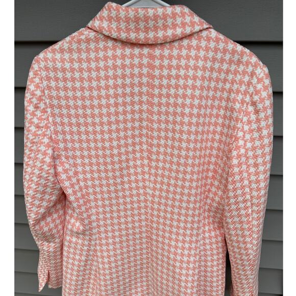 ASOS size 10 Pink and White Dogstooth Houndstooth Long Suit Blazer Jacket - Picture 12 of 12